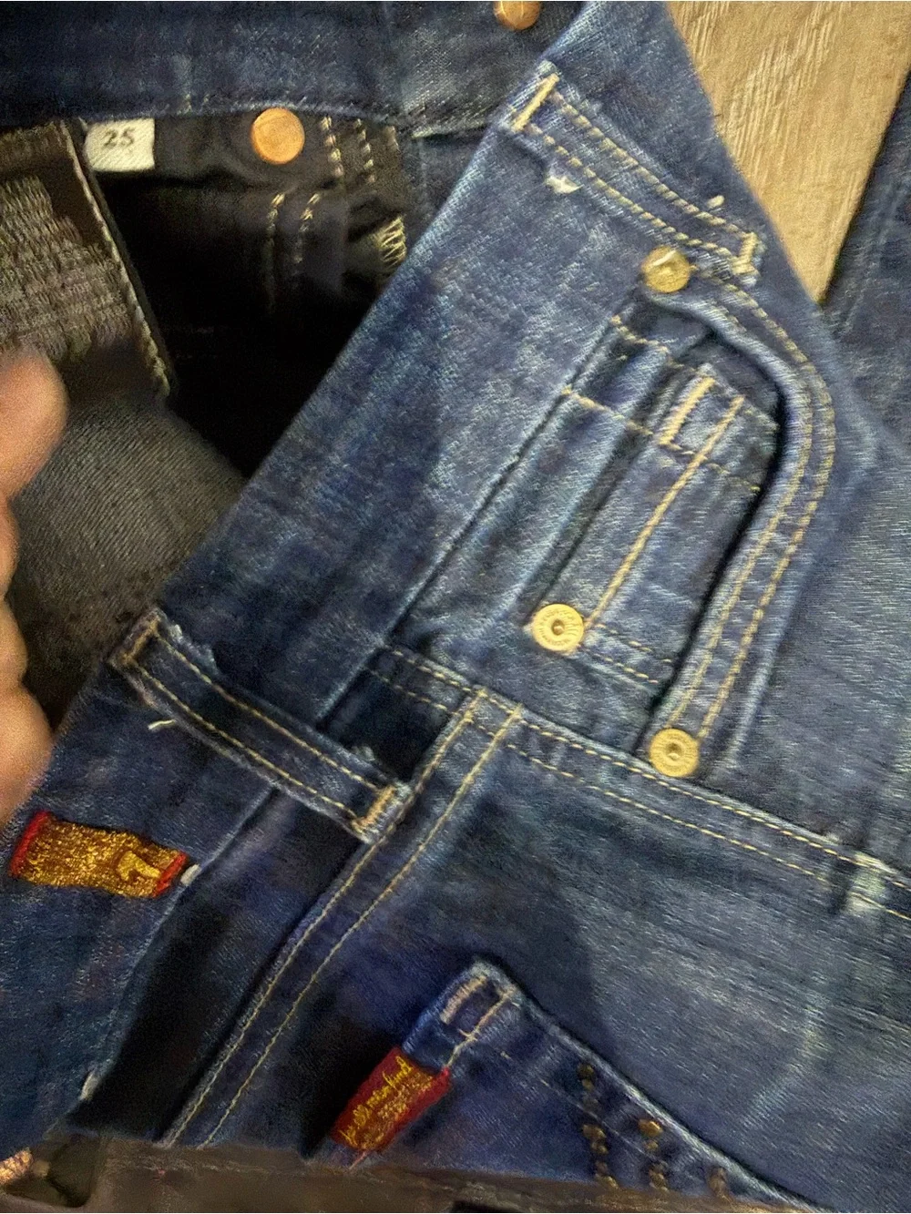 7 For All Mankind Women's Dark Blue “A” Pocket Bootcut Jeans - Picture 7 of 14